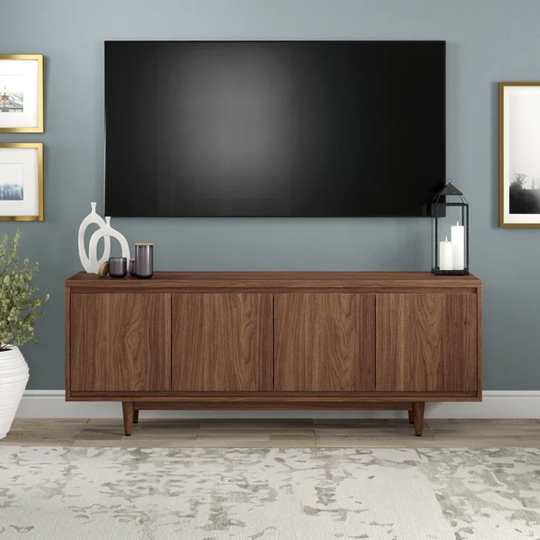 Picture of Olsen Natural Wood TV Unit – Four Doors & Tapered Legs