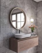 مراية دائرية خشب طبيعي متعددة الإستخدام 60 سم