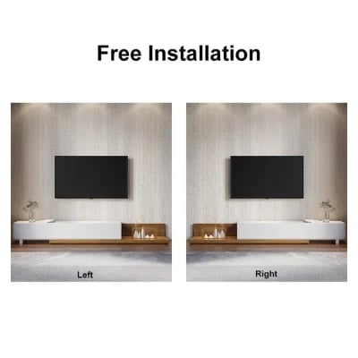 صورة وحدة تلفزيون لوناۤرا قابلة للتوسيع – خشب طبيعي مع 3 أدراج تخزين