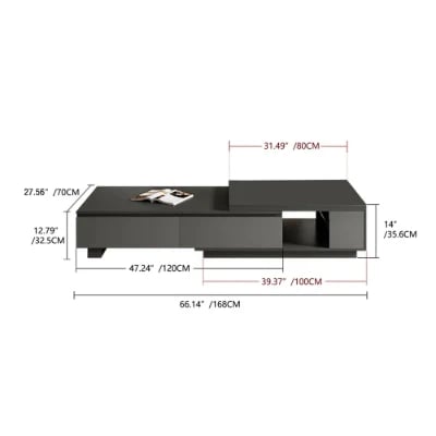 Cylora Coffee Table with Hidden Drawers – Natural Wood