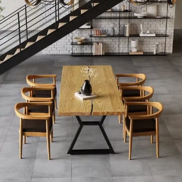 Picture of Separ Dining Table with Wood Top & Metal Frame