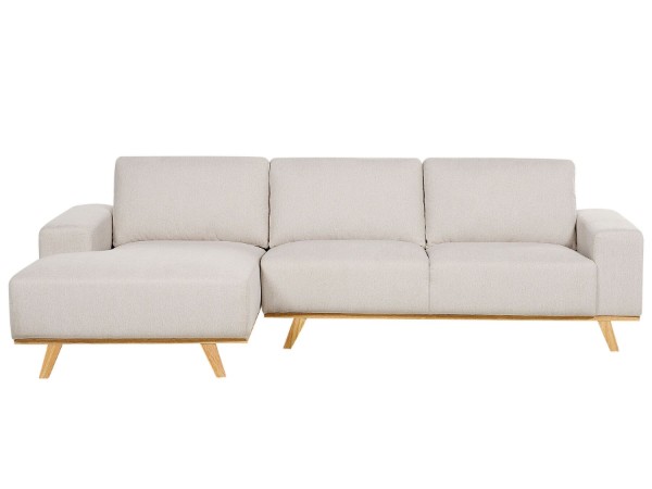 صورة كاربيوتر – كنبة ركنية على شكل حرف الـ  بقاعدة من الخشب الطبيعي