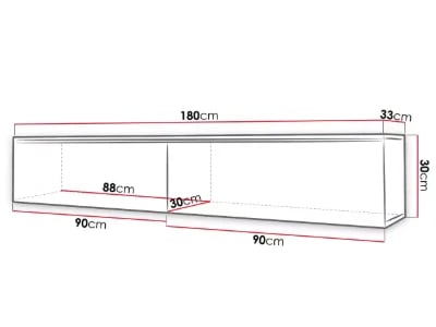 صورة إلفا – وحدة تلفاز معلّقة بواجهة لامعة باللون الأبيض