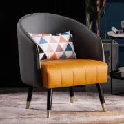 Picture of Saphira Modern Accent Chair – Leather with Stainless Steel Legs