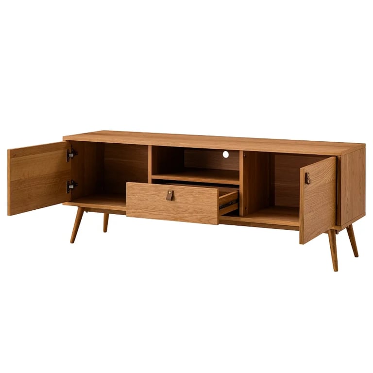 صورة فييرا – وحدة تلفاز من الخشب الطبيعي بتصميم مينيمالي أنيق