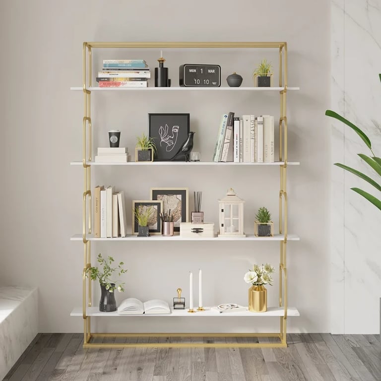 صورة كلاريس – مكتبة عصرية طويلة قائمة بذاتها مع 4 أرفف