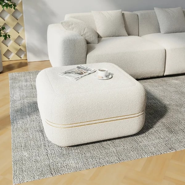 Dario Ottoman – Upholstered Design with Natural Wood Frame