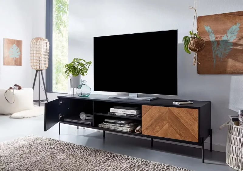 Picture of Tressa – Black Natural Wood TV unit