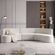 Picture of Luma Curved Natural Wood Floor Sofa – Artistic Elegance in Velvet
