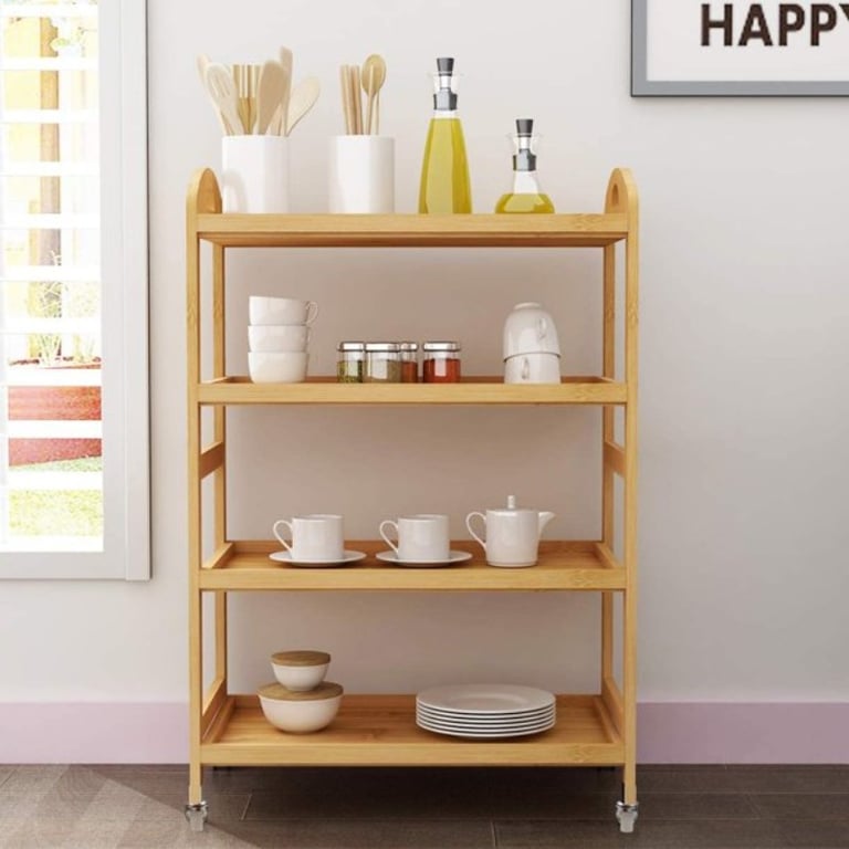 Soges 4-Tier Kitchen Storage Shelf Rolling Kitchen Cart Movable Storage
