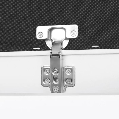 صورة خزانة أحذية خشب طبيعي بمقعد - أبيض