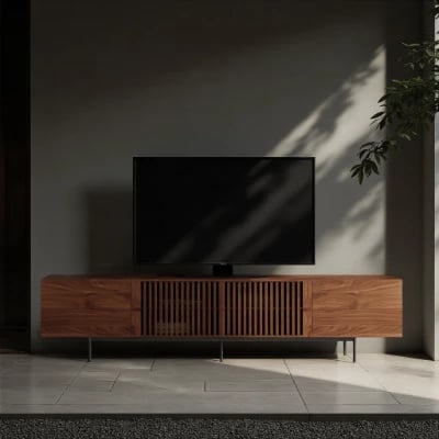 صورة توليرا وحدة تلفزيون مودرن مع تصميم عملي - خشب طبيعي
