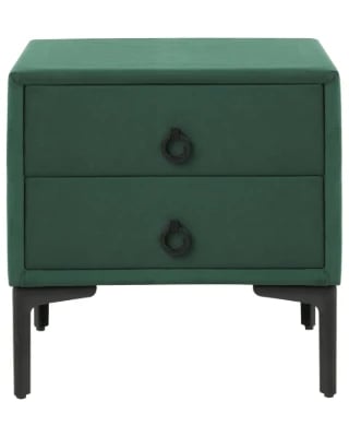 Aureva – Upholstered Bedside Table with 2 Drawers & Metal Legs