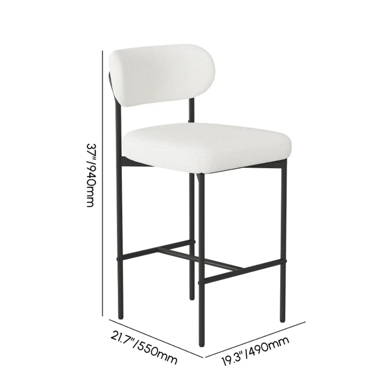 Vellor Upholstered Counter Stool – Black Frame