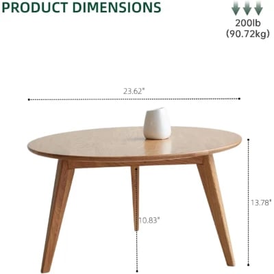 صورة Oaklo Round Coffee Table – Natural Wood
