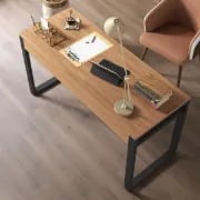 Picture of Ravion – Rustic Natural Wood Desk with Metal Frame & Drawers