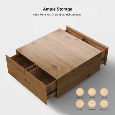 صورة بيلا طاولة قهوة من الخشب الطبيعي - 4 أدراج