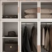Picture of Paolo Modern wardrobe with glass doors and natural wood lighting