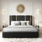 Picture of Aurelia Luxe Upholstered Bed – Black & Gold