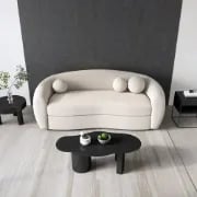 Picture of Serenity Modern White Teddy Velvet 3 Seaters Curved Sofa