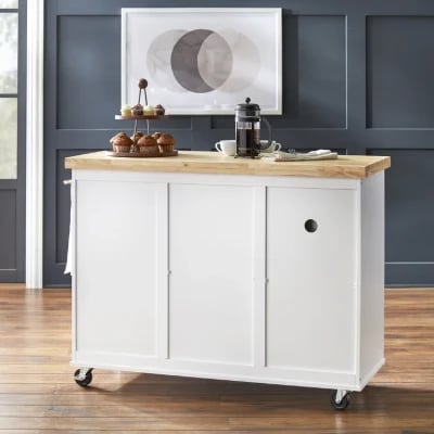 Moulden Small Kitchen Island with Wheels - Natural Wood