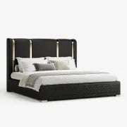 Picture of Aurelia Luxe Upholstered Bed – Black & Gold