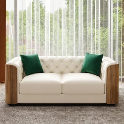 Montclair – Luxury Sofa Set with Two Sofas and an Armchair in Natural Wood Accents
