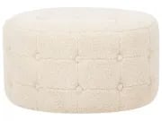 Mello – Round Tufted Ottoman Natural Wood Frame