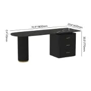 Zavello – Natural Wood Executive Desk with Marble-Look Surface & Gold Accent