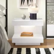 Vens Nightstand – Single Drawer with LED Light and Natural Wood Frame
