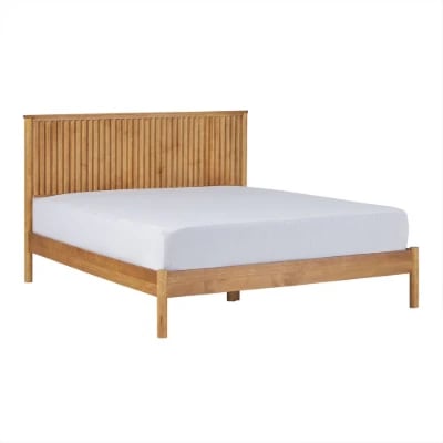 Arden Natural Wood Bed – Vertical Slat Headboard