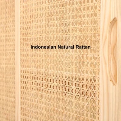 صورة دولاب خشب طبيعي مع راتان -ميلانو