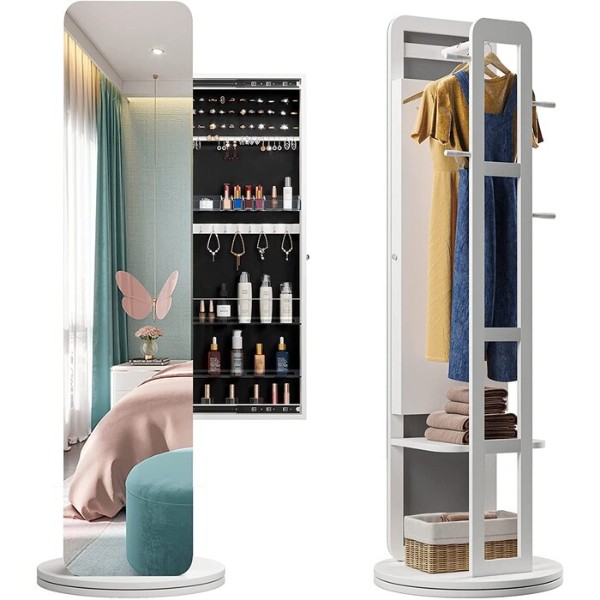 صورة سانتا خزانة اكسسوارات مع مرايا ستاند - أبيض