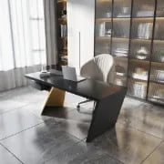 صورة رامفي – مكتب كتابة من الخشب الطبيعي مع إطار هندسي