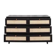 صورة ماڤن – خزانة أدراج  ب ٦ أدراج من الخشب الأسود والراتان