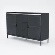 Picture of Caven Display Sideboard – Natural Wood with Glass Doors & Marble Top