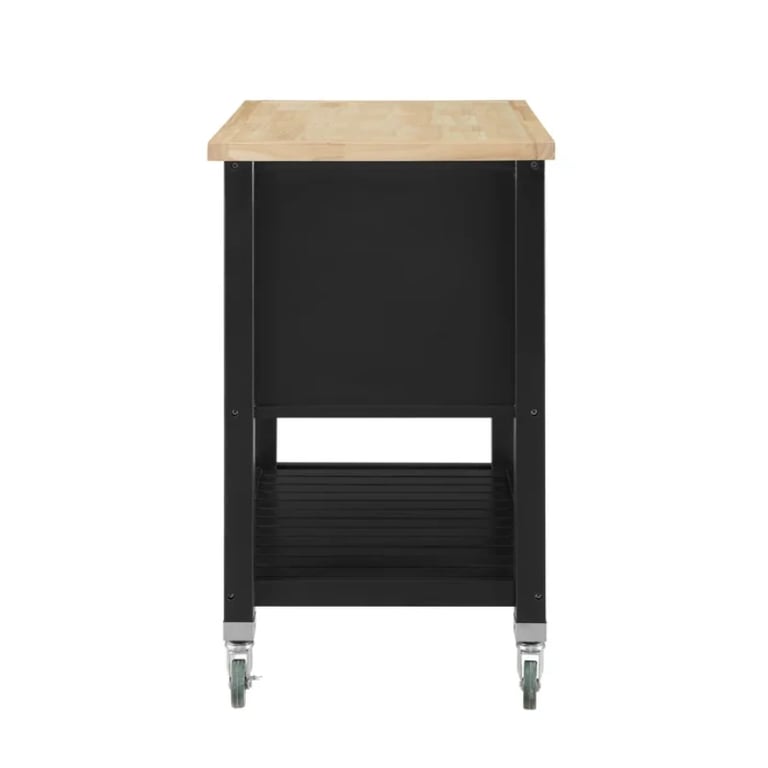 Diwai Rolling Kitchen Cart with Solid Wood Top
