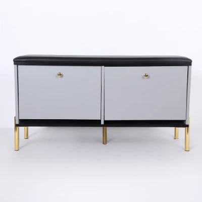 Arvo – Natural Wood Storage Bench with Gold Metal Legs
