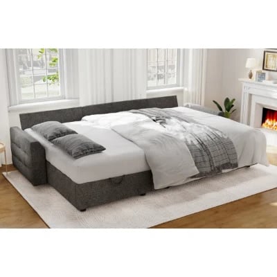 صورة بلايكيلي – كنبة زاوية من الخشب الطبيعي قابلة للتحول إلى سرير