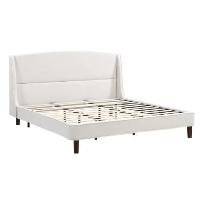 Monroe – Elegant Upholstered Bed with Natural Wood Frame