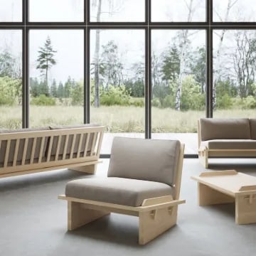 Picture of Wilson Classic Armchair – Natural Wood with Cushions