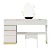 Aurielle – Natural Wood Vanity Set with Chair, LED Mirror, and Multiple Storage Drawers