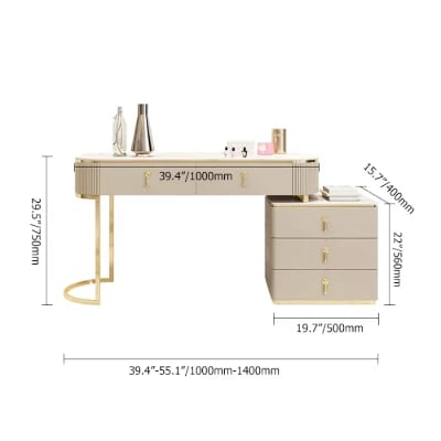 Clarette Vanity – Modern Natural Wood Design with Gold Stainless Frame and Elegant Storage Drawers