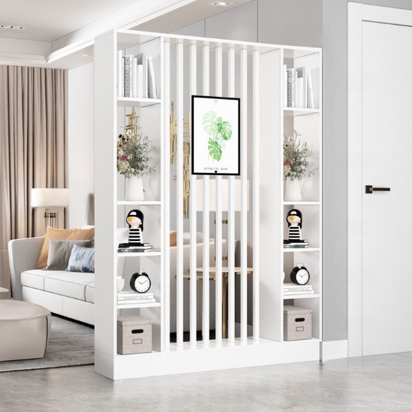 Merin – Natural Wood Room Divider with Shelves on Both Sides