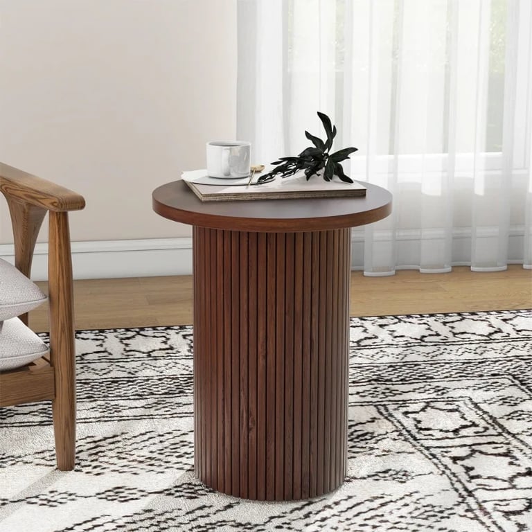Picture of Pedestal Natural wood Side Table