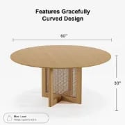 Ravina – Round Dining Table Set with Chairs | Natural Wood & Rattan
