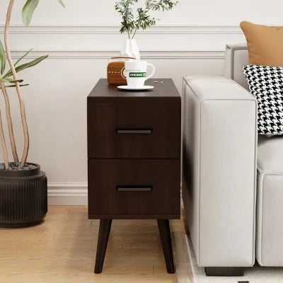 Picture of Monumo Natural Wood Side table  - 2 drawers