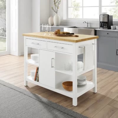Flury Small Kitchen Island with storage