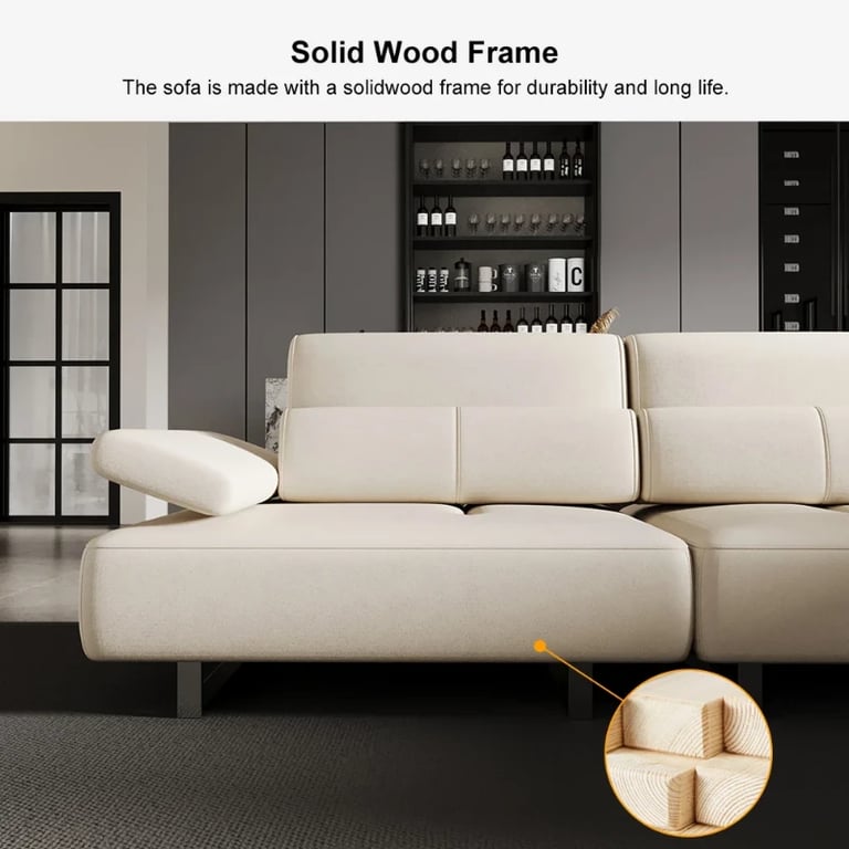 Picture of Segal Natural Wood Lounge Sofa – Flexible Leather Seating