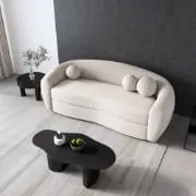 Picture of Serenity Modern White Teddy Velvet 3 Seaters Curved Sofa